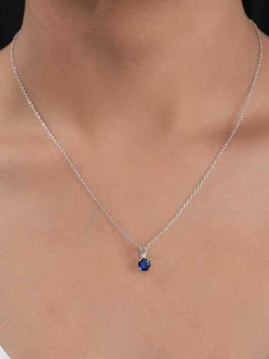 0.50 Carat Blue Sapphire Pendant In Pure Silver-1