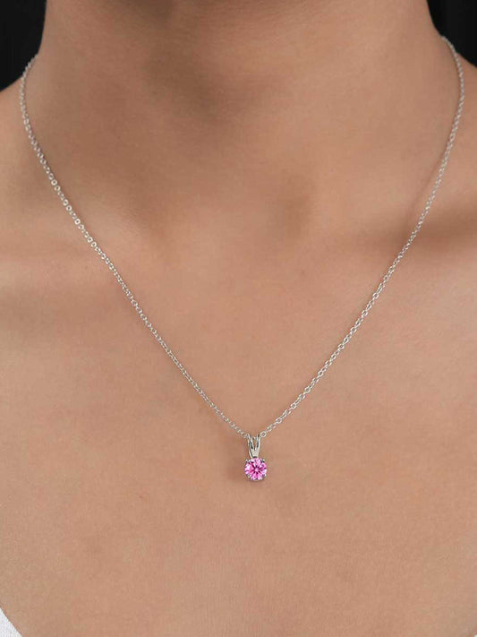 0.50 Carat Pink Cz Necklace In Pure 925 Sterling Silver For Women-1