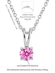0.50 Carat Pink Cz Necklace In Pure 925 Sterling Silver For Women-4