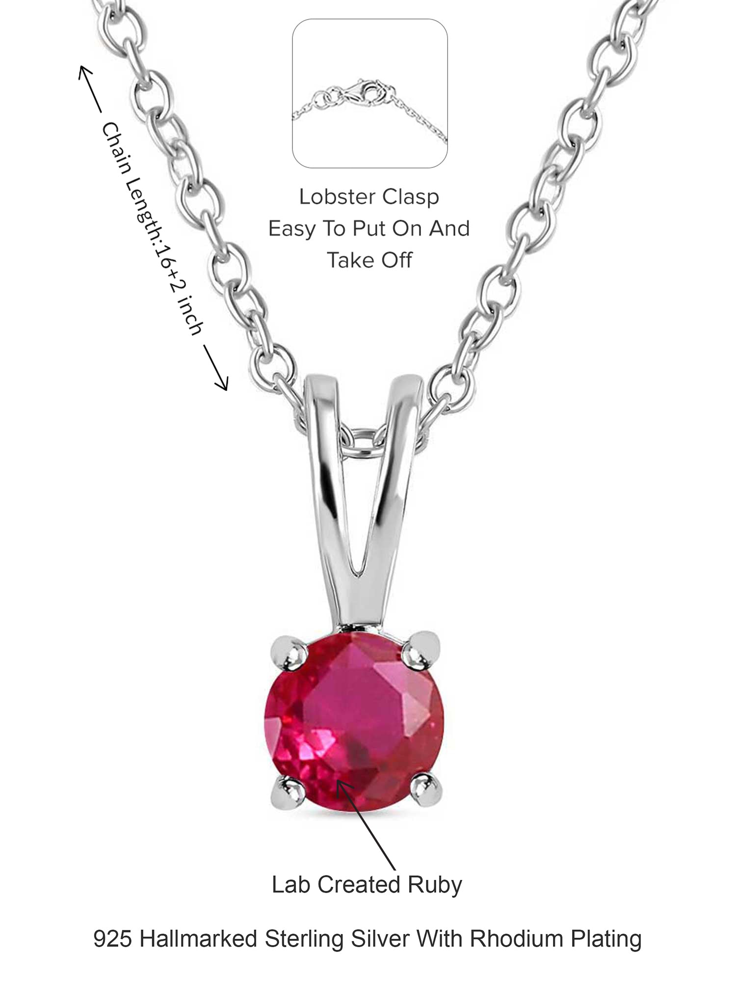 0.5 Carat Ruby Daily Wear Solitaire Pendant With Chain-5