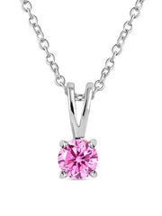 0.50 Carat Pink Cz Necklace In Pure 925 Sterling Silver For Women-2