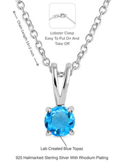 0.50 Carat Blue Topaz Pendant  With Chain For Women-4