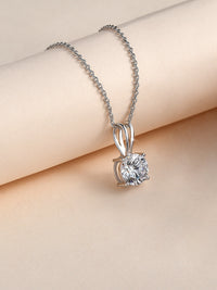 1 Carat Solitaire Pendant Necklace In 925 Silver For Women