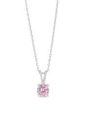 1 Carat Pink Stone Pendant Necklace In Pure Silver For Woman-6