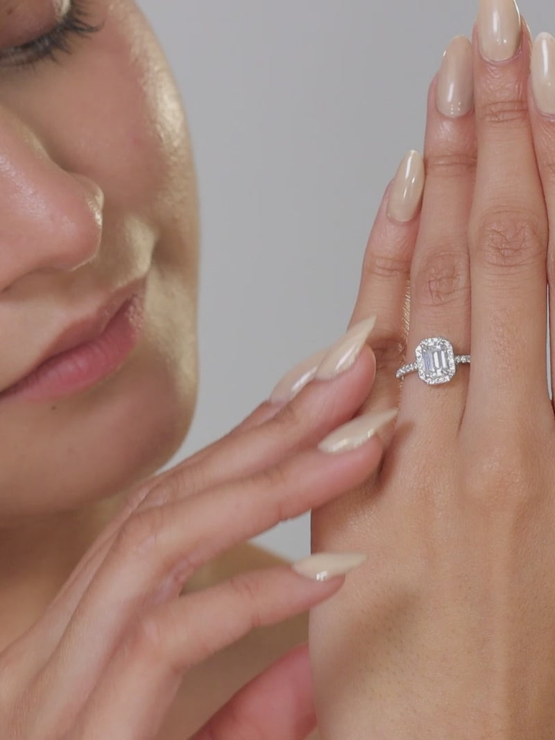 1.5 Carat American Diamond Adjustable Halo Ring in 925 Silver-3