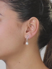 925 Silver Pearl and American Diamond Dangle Earrings For Women-6