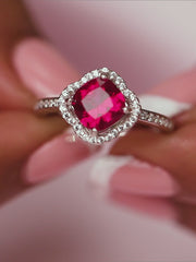 1.5 CARAT RUBY RED FLOWER SHAPE RING-6