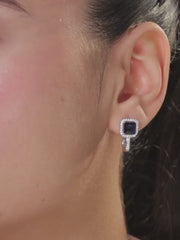 Blue Sapphire Omega Back Earrings In 925 Silver-5
