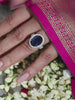 Glamm Blue Sapphire Oval Ring In 925 Silver-5