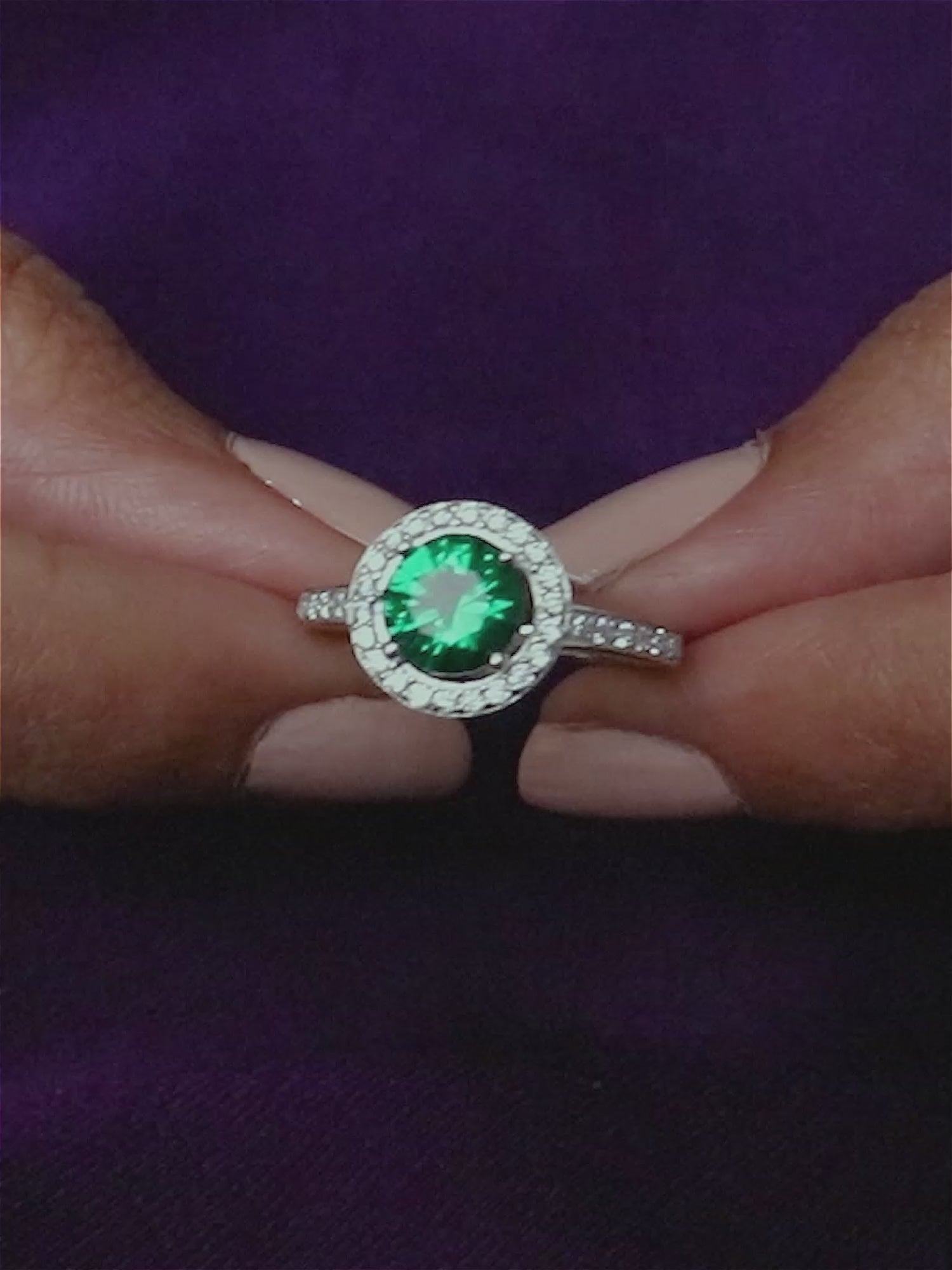 Bouquet Halo Emerald Solitaire Ring