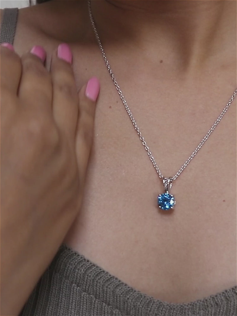SWISS BLUE SOLITAIRE PENDANT WITH CHAIN