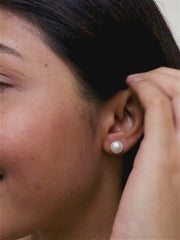 8Mm White Freshwater Pearl 925 Silver Stud Earrings