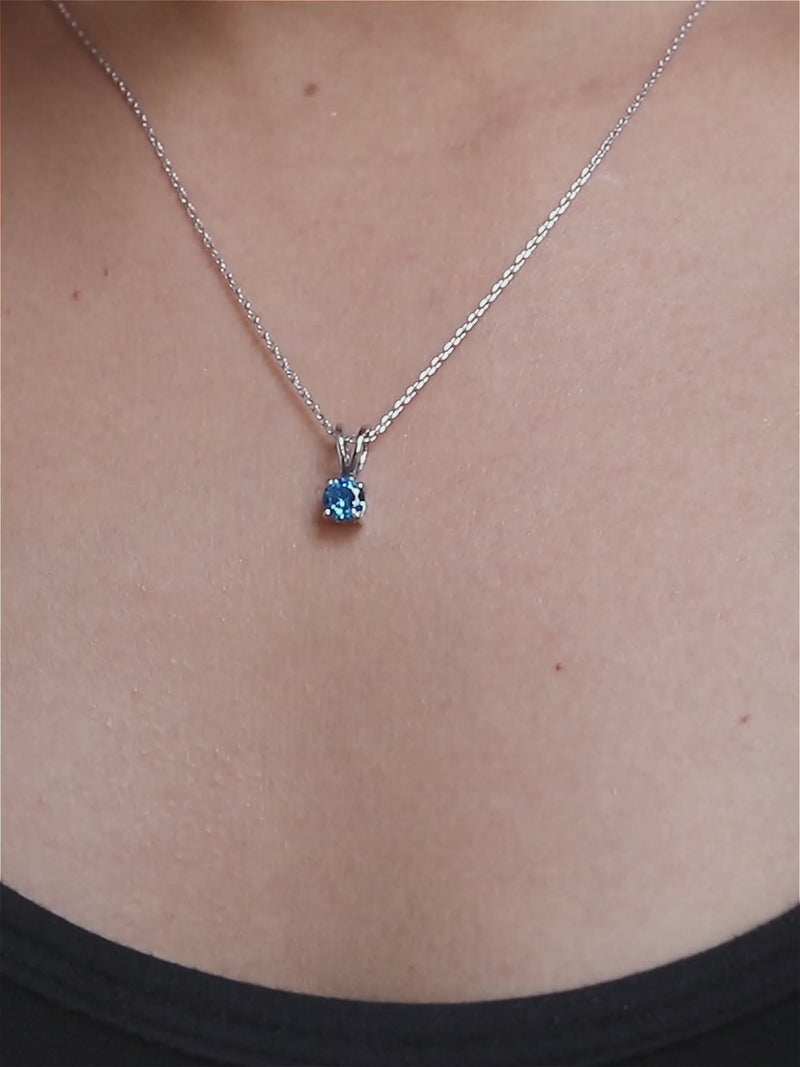 0.50 Carat Blue Topaz Pendant  With Chain For Women-5