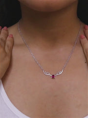 Ornate Jewels Ruby Deer Necklace For Women-5