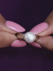 10MM SINGLE PEARL 925 SILVER RING-5