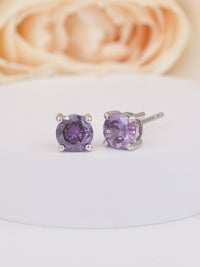 1 Carat Amethyst Solitaire Earring Studs