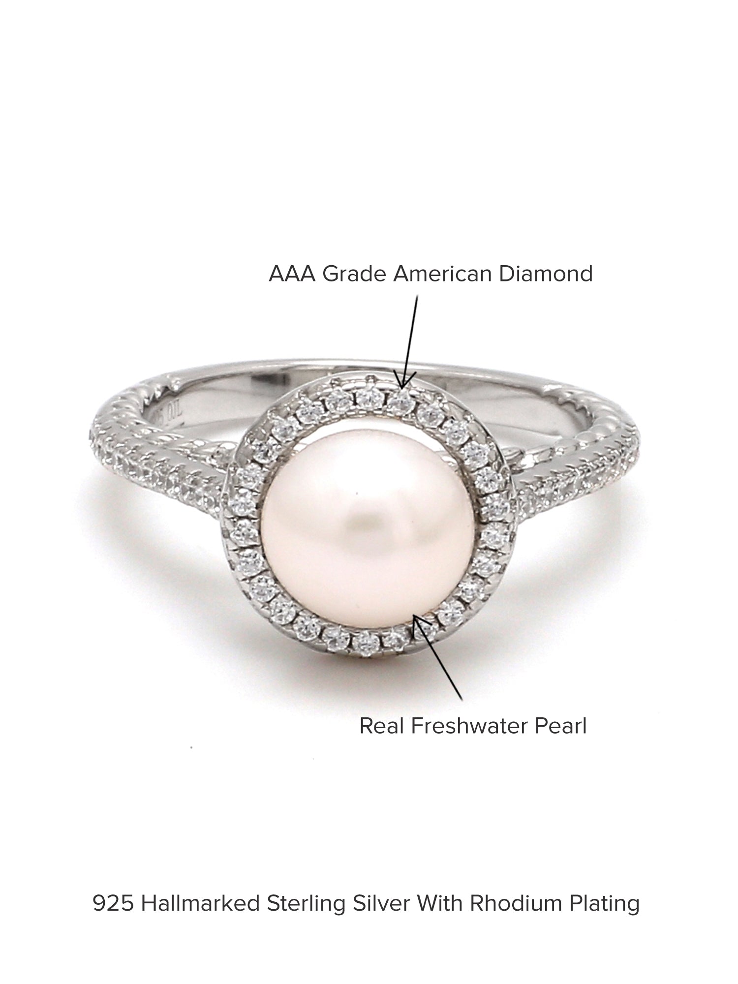 Pure Pearl Halo Silver Ring For Women-5