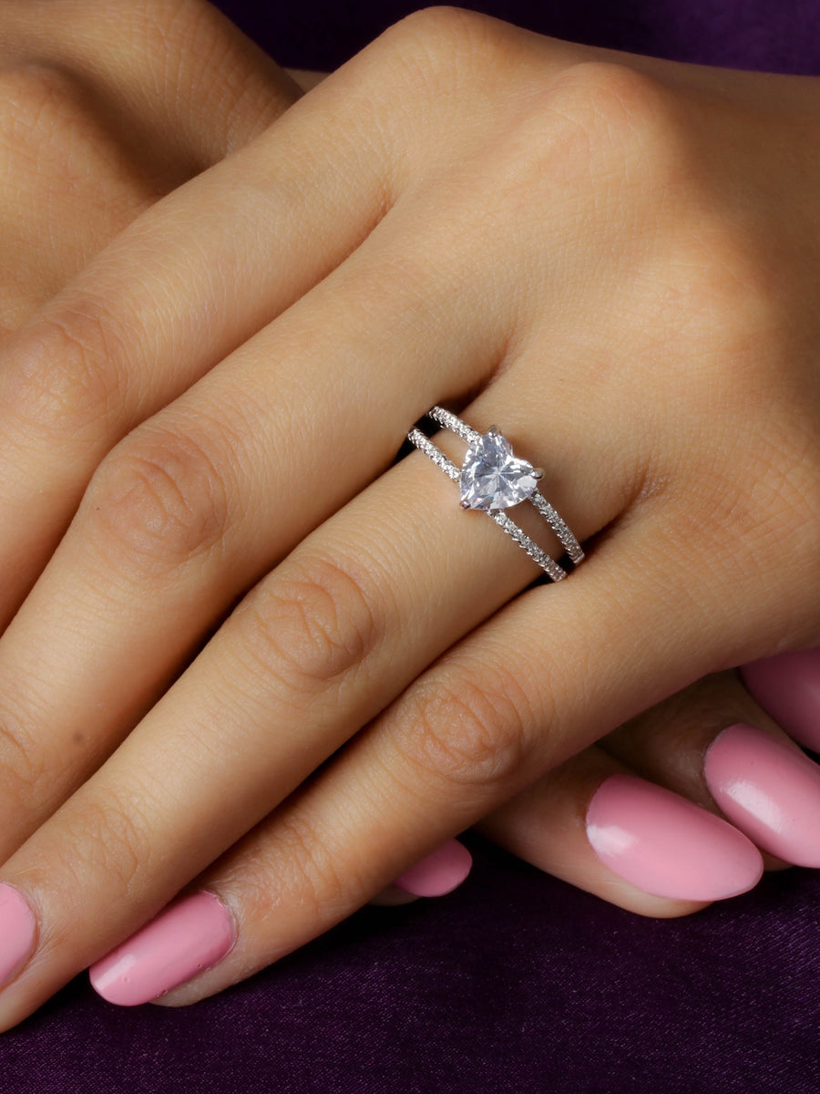 4 Carat Heart Ring For Women In Silver-2