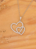 925 SILVER CUBIC ZIRCONIA HEART AND HEART PENDANT-1