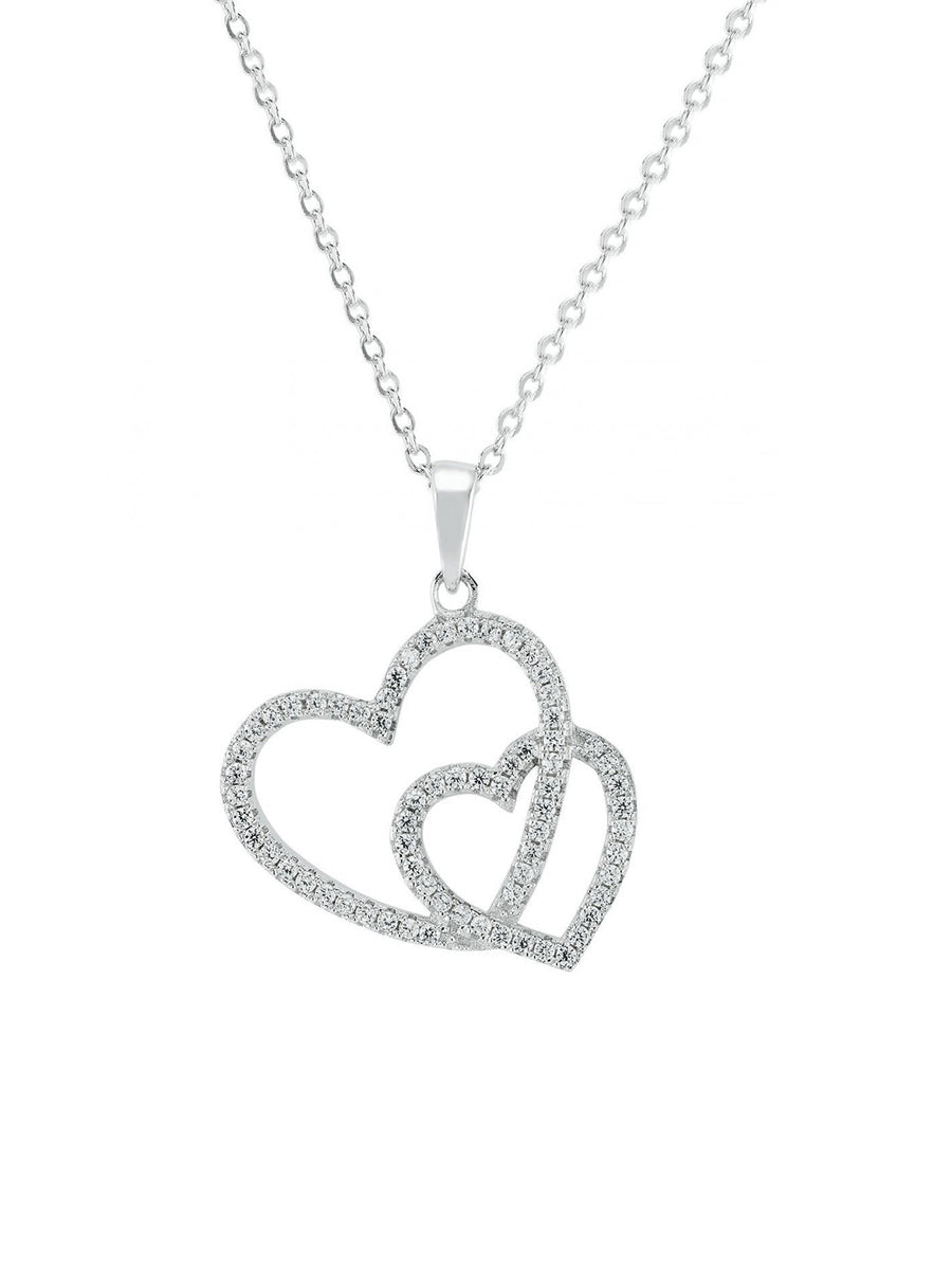 925 SILVER CUBIC ZIRCONIA HEART AND HEART PENDANT-4
