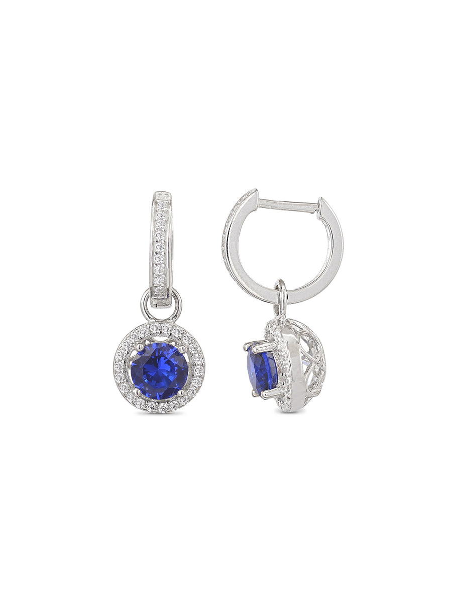 Blue Sapphire Dangling Drop Earrings