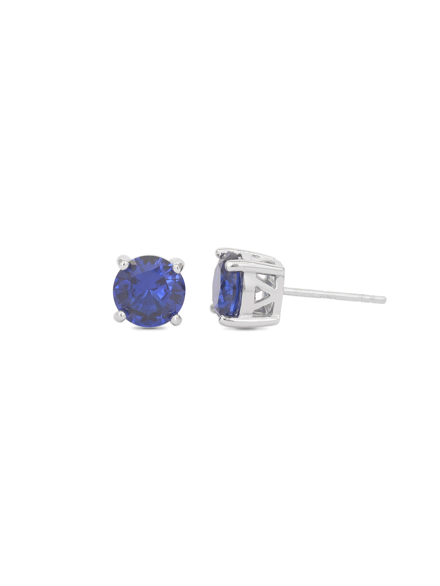 BLUE SAPPHIRE DAILY WEAR SOLITAIRE STUDS IN STERLING SILVER-4