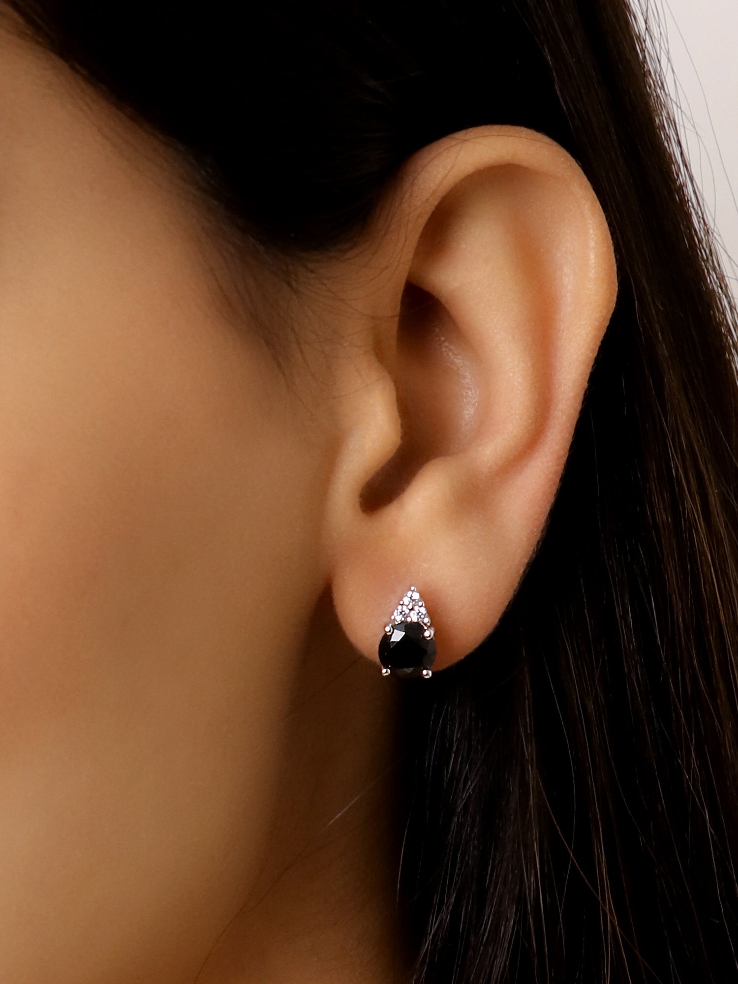 BLACK SOLITAIRE STUDS IN 925 STERLING SILVER-1