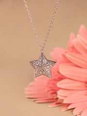 925 Sterling Silver Star American Diamond Pendant With Chain-1
