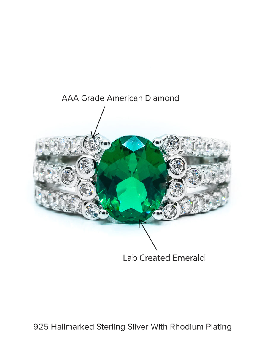 2.5 CARAT OVAL EMERALD SOLITAIRE CLUSTER RING-4