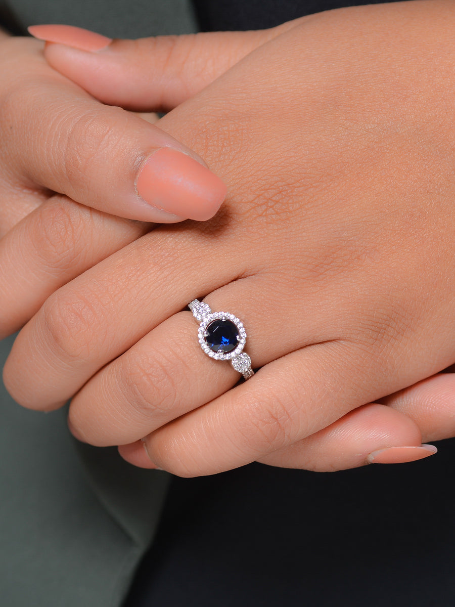 BLUE SAPPHIRE LUSTER 925 SILVER RING FOR HER-3