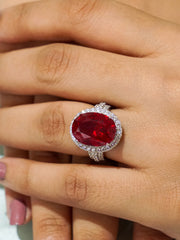 GLAMM RUBY OVAL RING IN 925 SILVER-1
