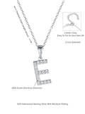 SILVER E INITIAL LETTERS OR ALPHABET NECKLACE WITH AMERICAN DIAMONDS