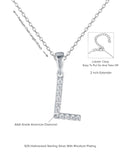 Silver L Initial Letters Or Alphabet Necklace With American Diamonds