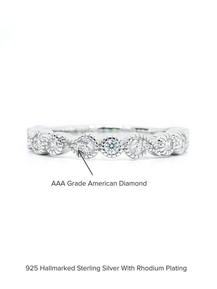 SIMPLE AMERICAN DIAMOND BAND SILVER RING-5