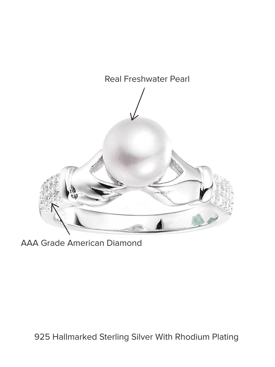 MEANINGFUL PEARL RING IN 925 SILVER