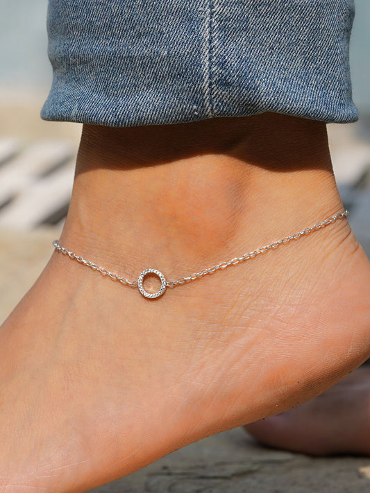 LOVE CIRCLE SILVER ANKLET FOR WOMEN