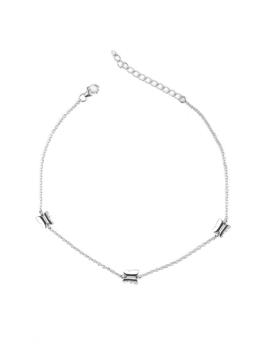 Butterfly Anklet For Women In Pure Silver-1