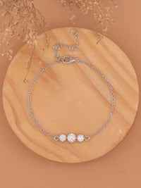 Three Stone American Diamond Silver Bracelet For Women