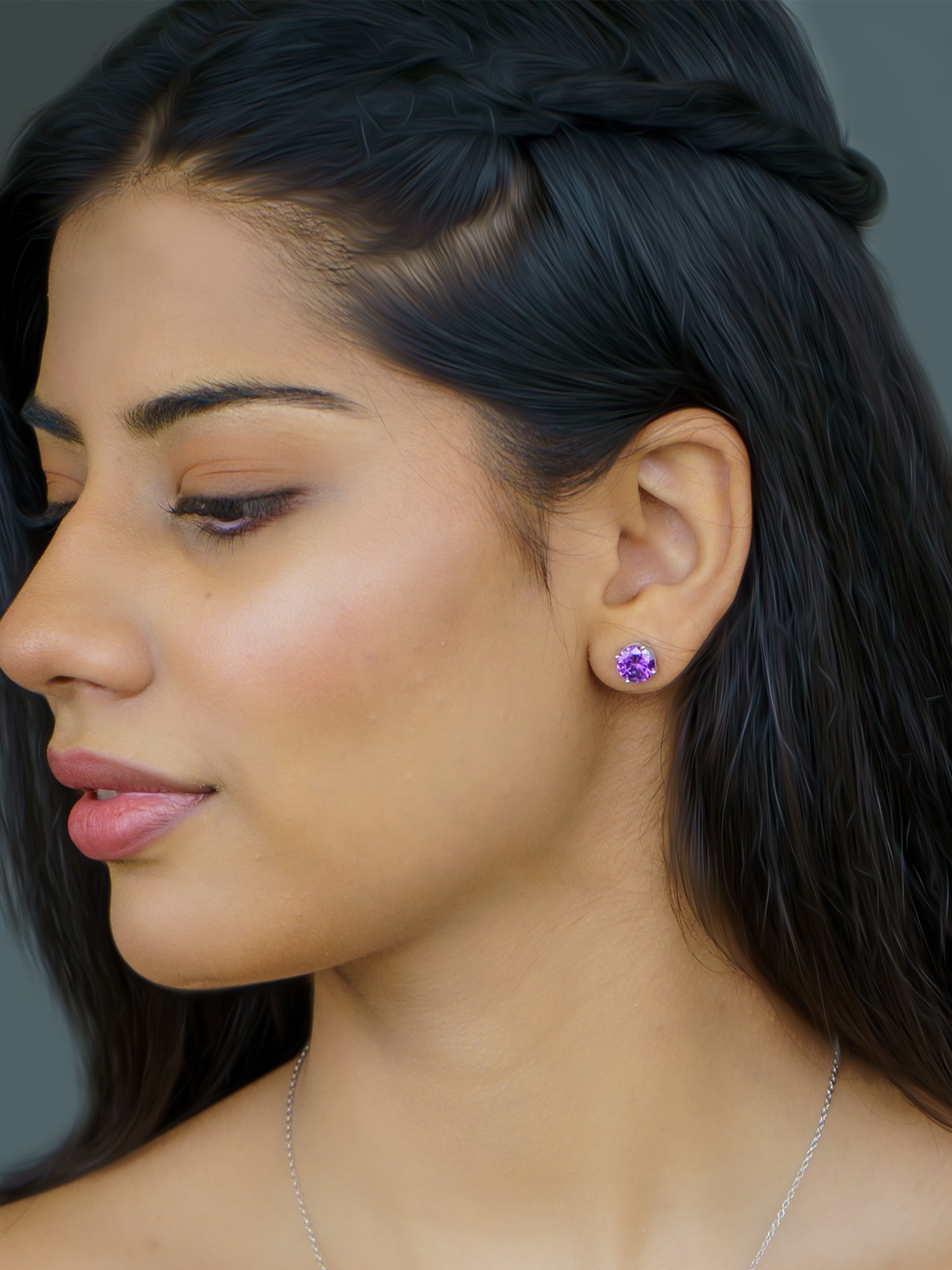 2 Carat Amethyst Studs Earrings For Women-1
