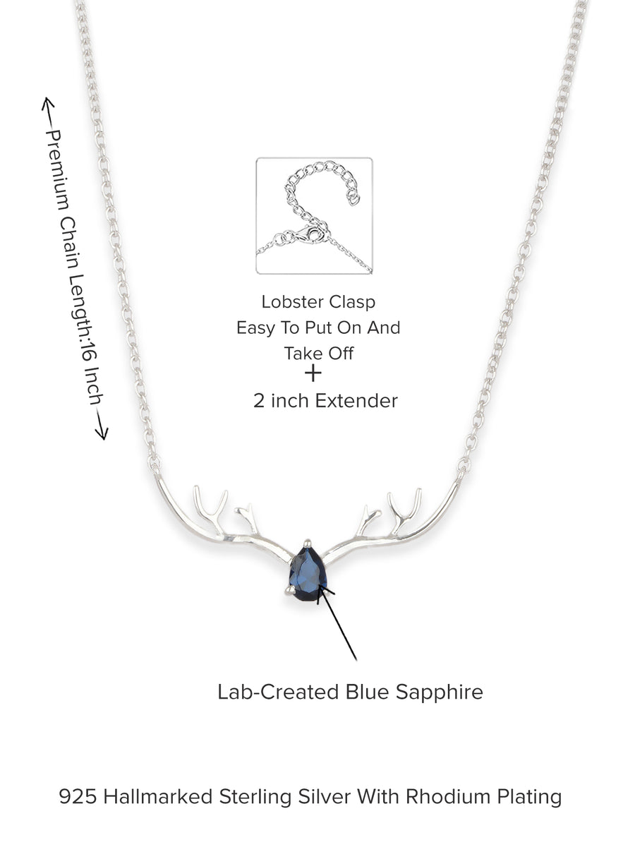 ORNATE JEWELS BLUE SAPPHIRE DEER NECKLACE FOR WOMEN