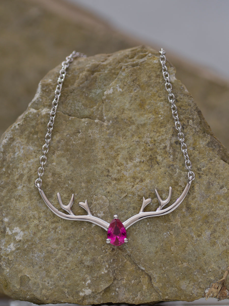 Ornate Jewels Ruby Deer Necklace For Women-1