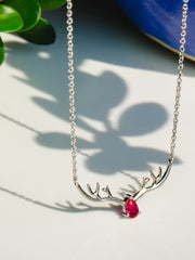 Ornate Jewels Ruby Deer Necklace For Women-2