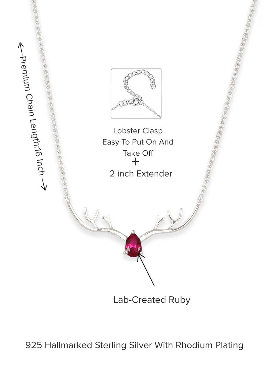Ornate Jewels Ruby Deer Necklace For Women-4