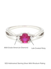 RED RUBY SOLITAIRE SILVER RING FOR WOMEN-6