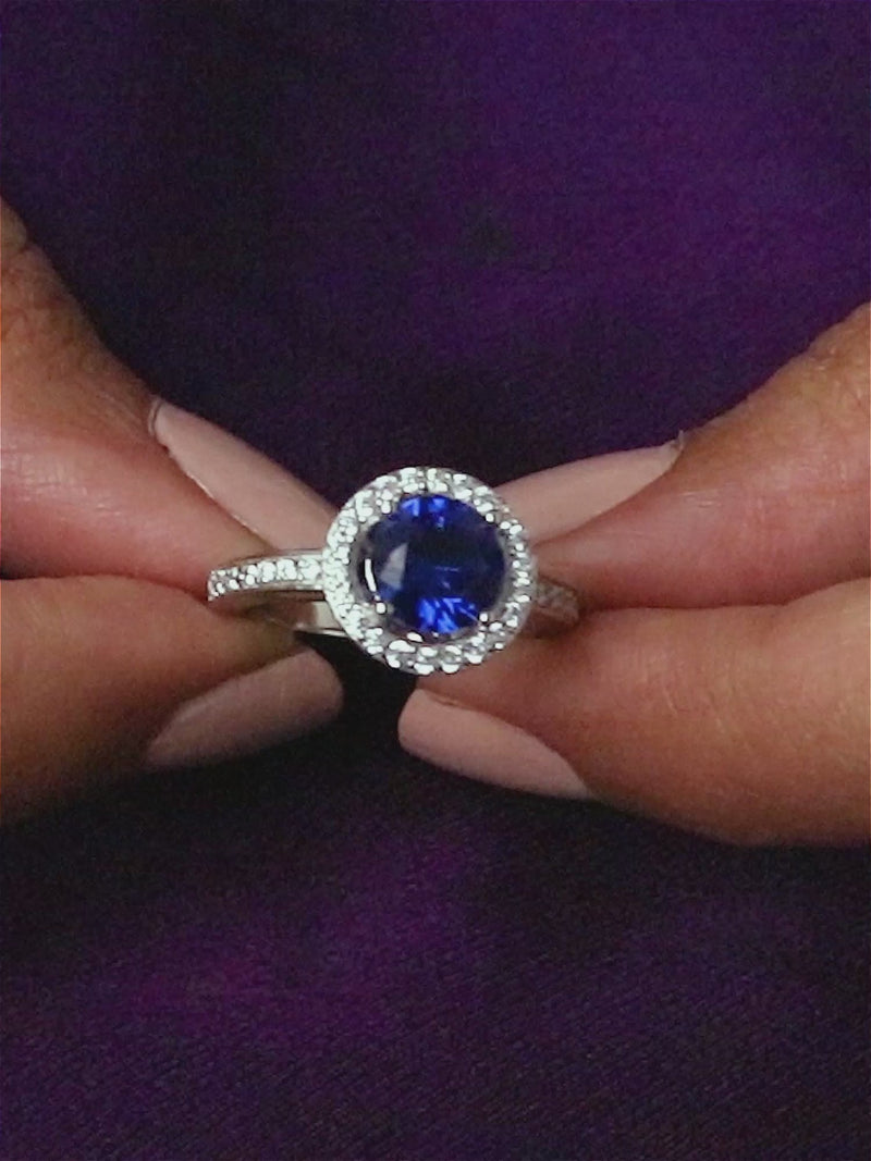 BLUE SAPPHIRE 925 SILVER RING IN BOUQUET DESIGN-6
