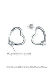 925 Sterling Silver Heart Shaped Solitaire Stud Earrings For Her-2