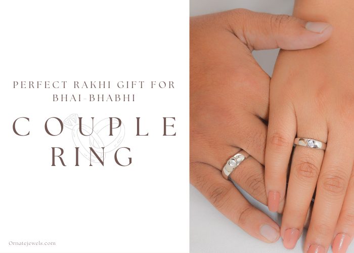 Perfect rakhi gift for bhai and bhabhi- pure silver couple rings with american diamond