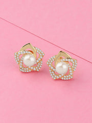 Natural Silver Pearl Flower Gold Plated Earring | Party Wear Earrings