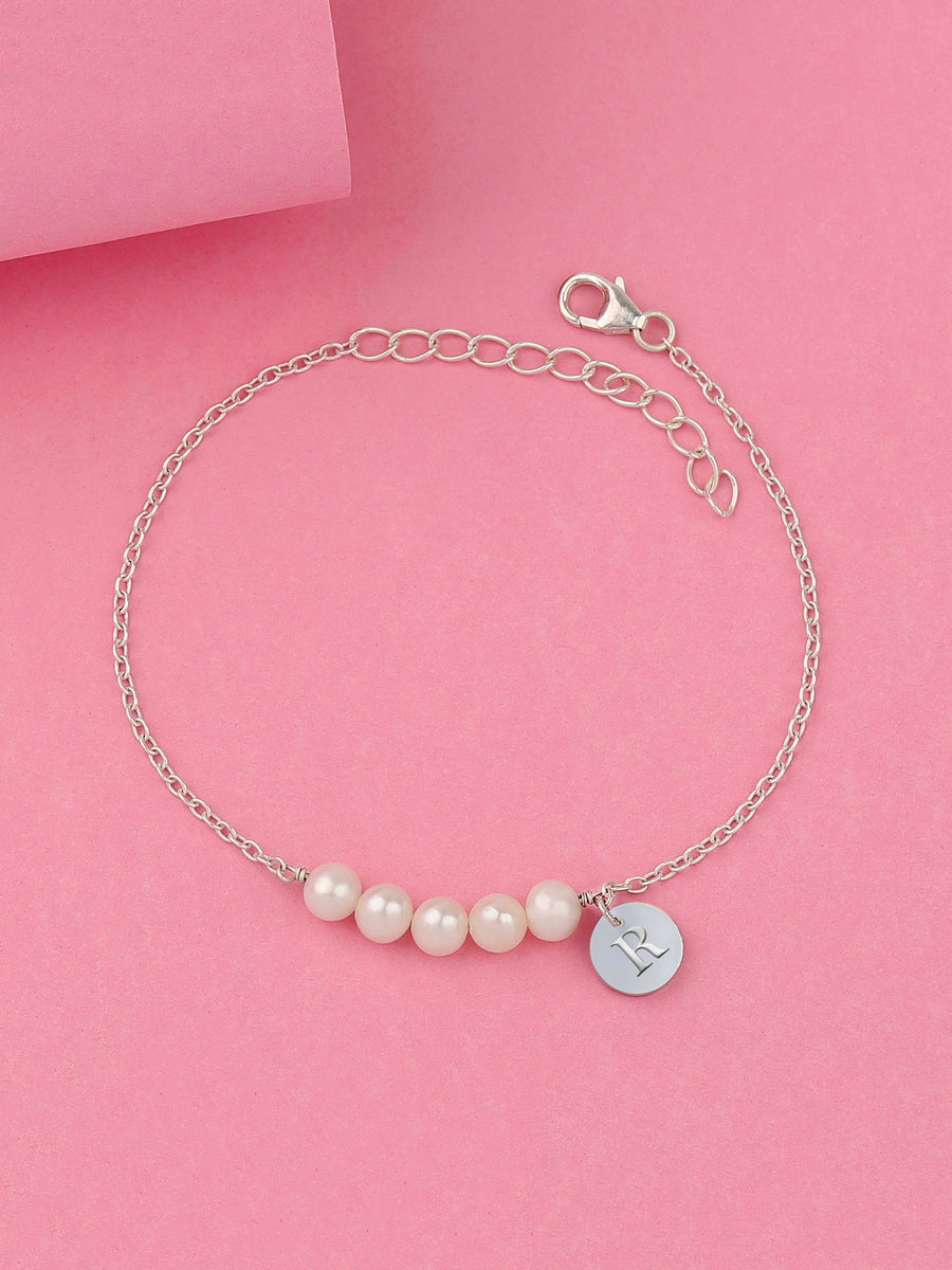Personalised Pearl Charm Bracelet For Women-1