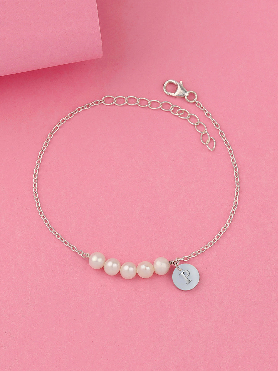 Personalised Pearl Charm Bracelet For Women